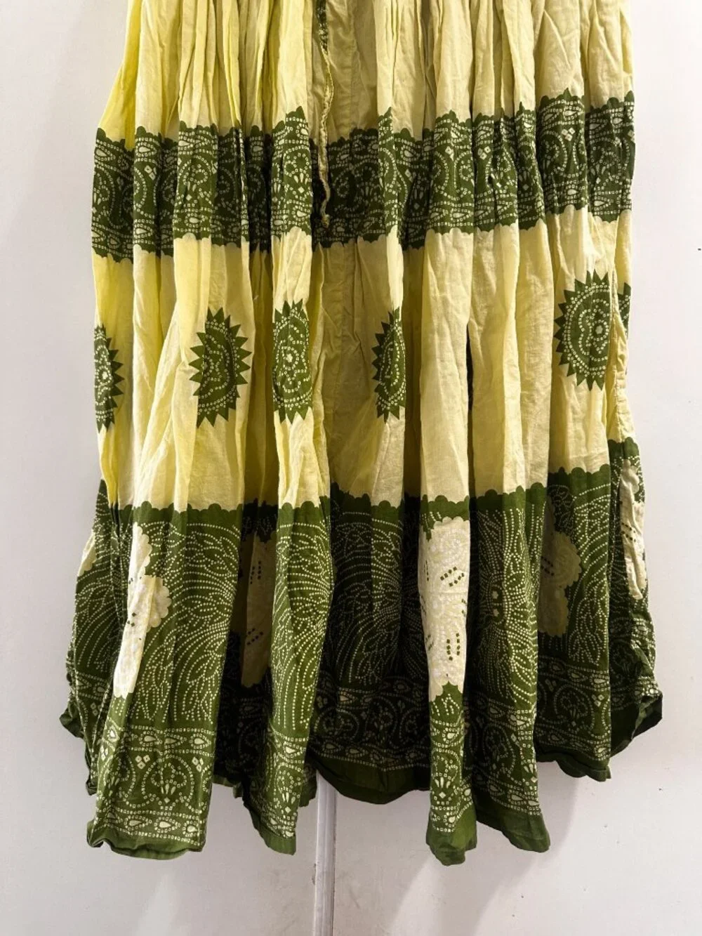 Veranesi Long Maxi Skirt & Top Set Large Green Pleated Flowy Floral Boho Gypsy